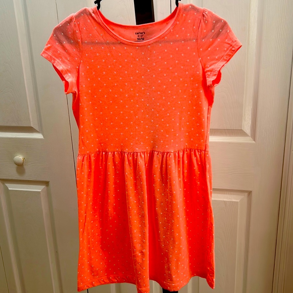 Never Worn Girls 10/12 carters Short Sleeve school dress peachy in color